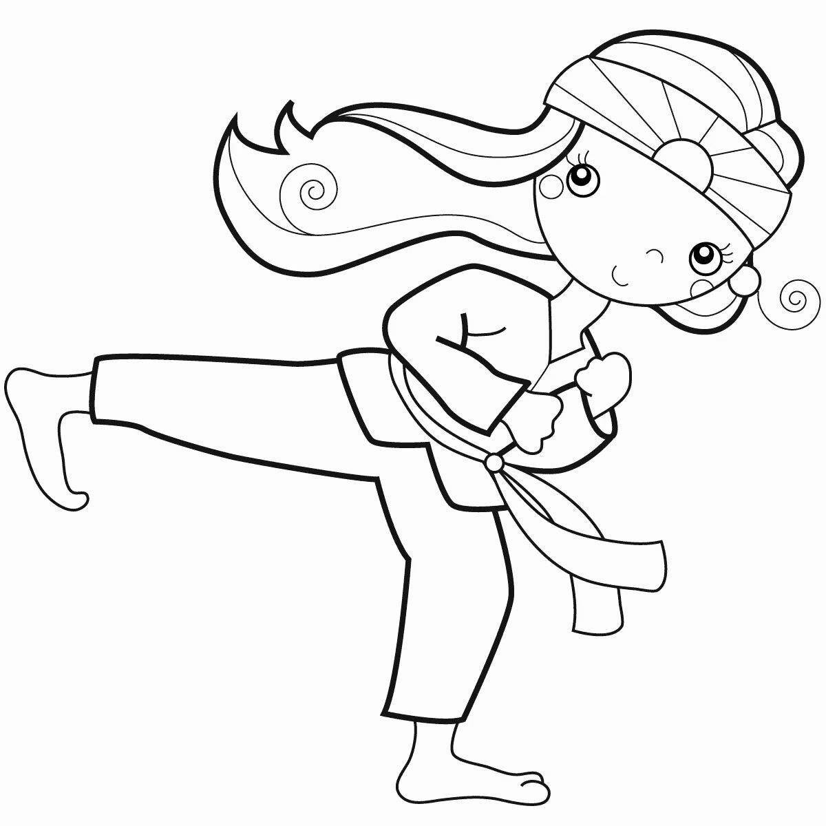 Unique taekwondo coloring page