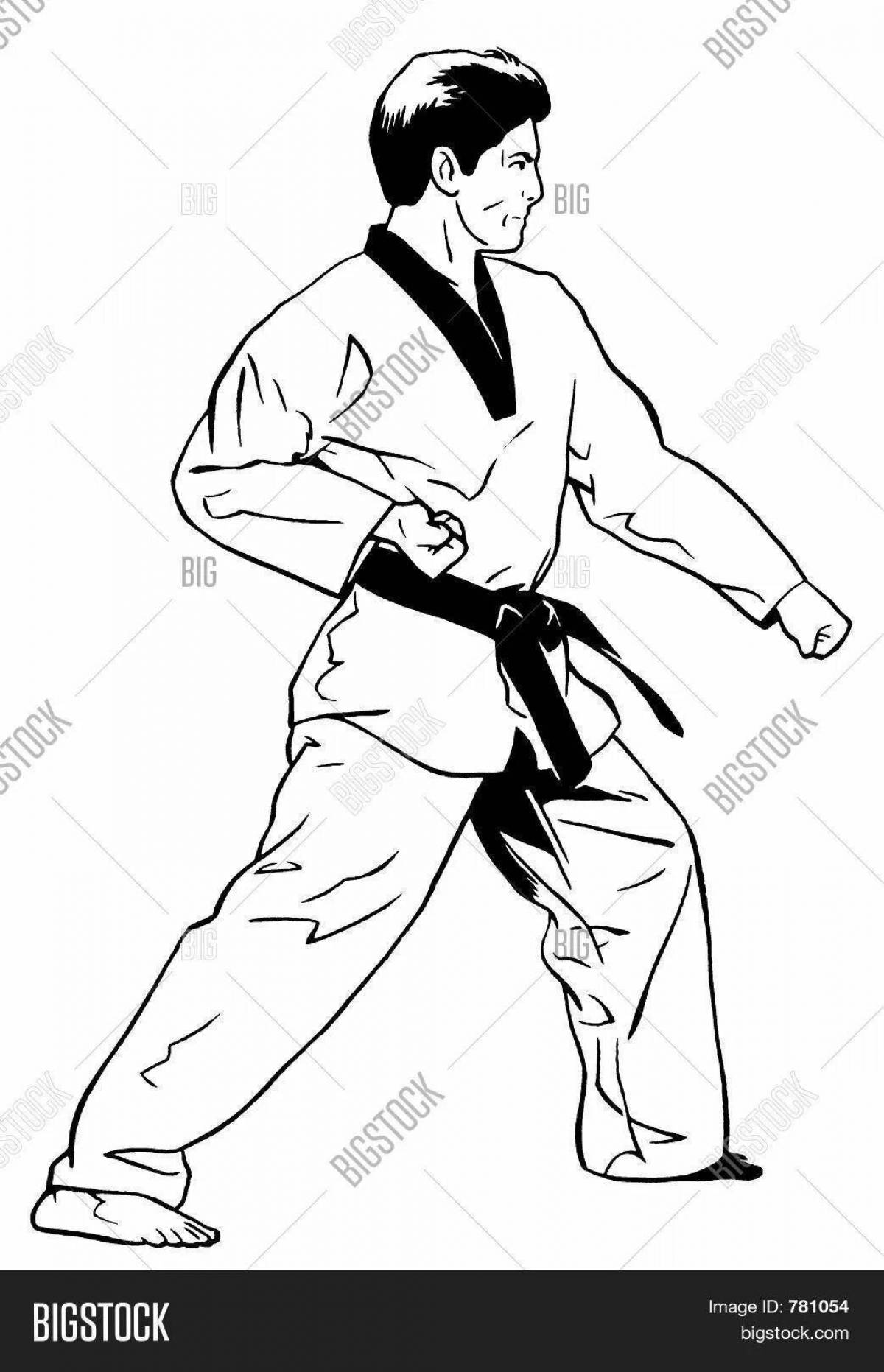 Distinctive taekwondo coloring page