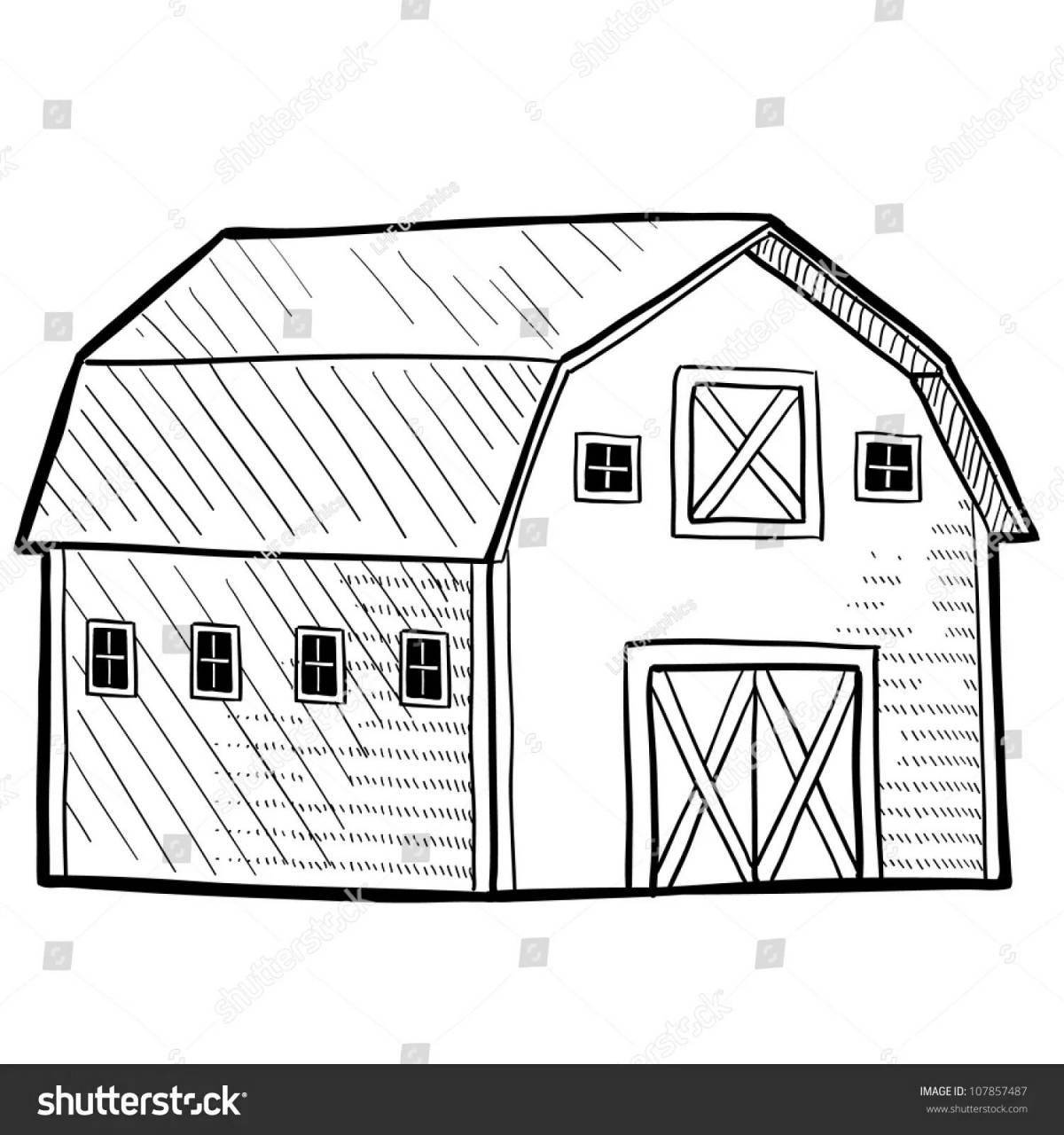 Раскраска Красочная страница раскраски амбара