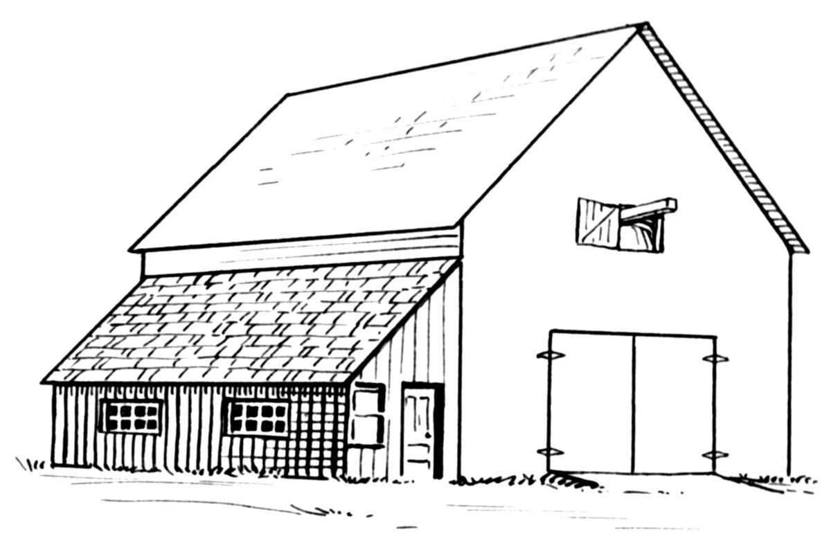 Color-sunny barn coloring page