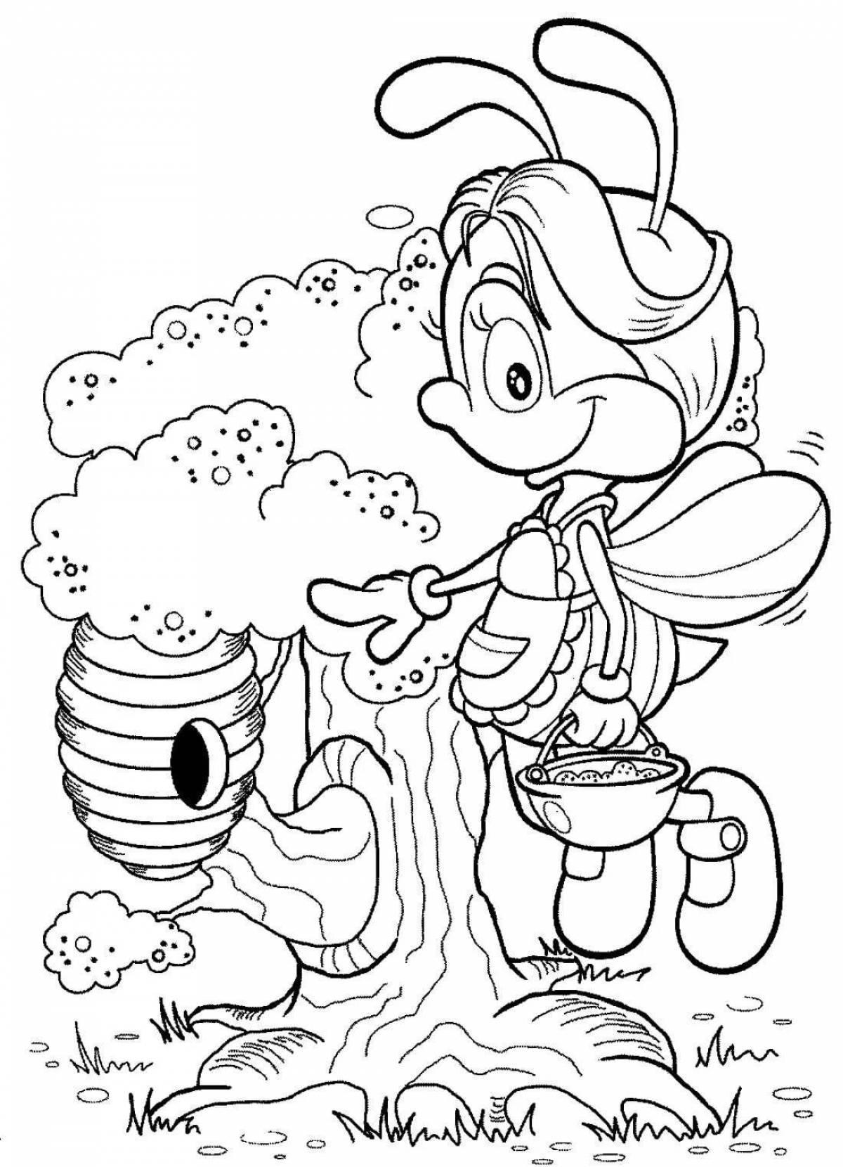Coloring page happy beekeeper