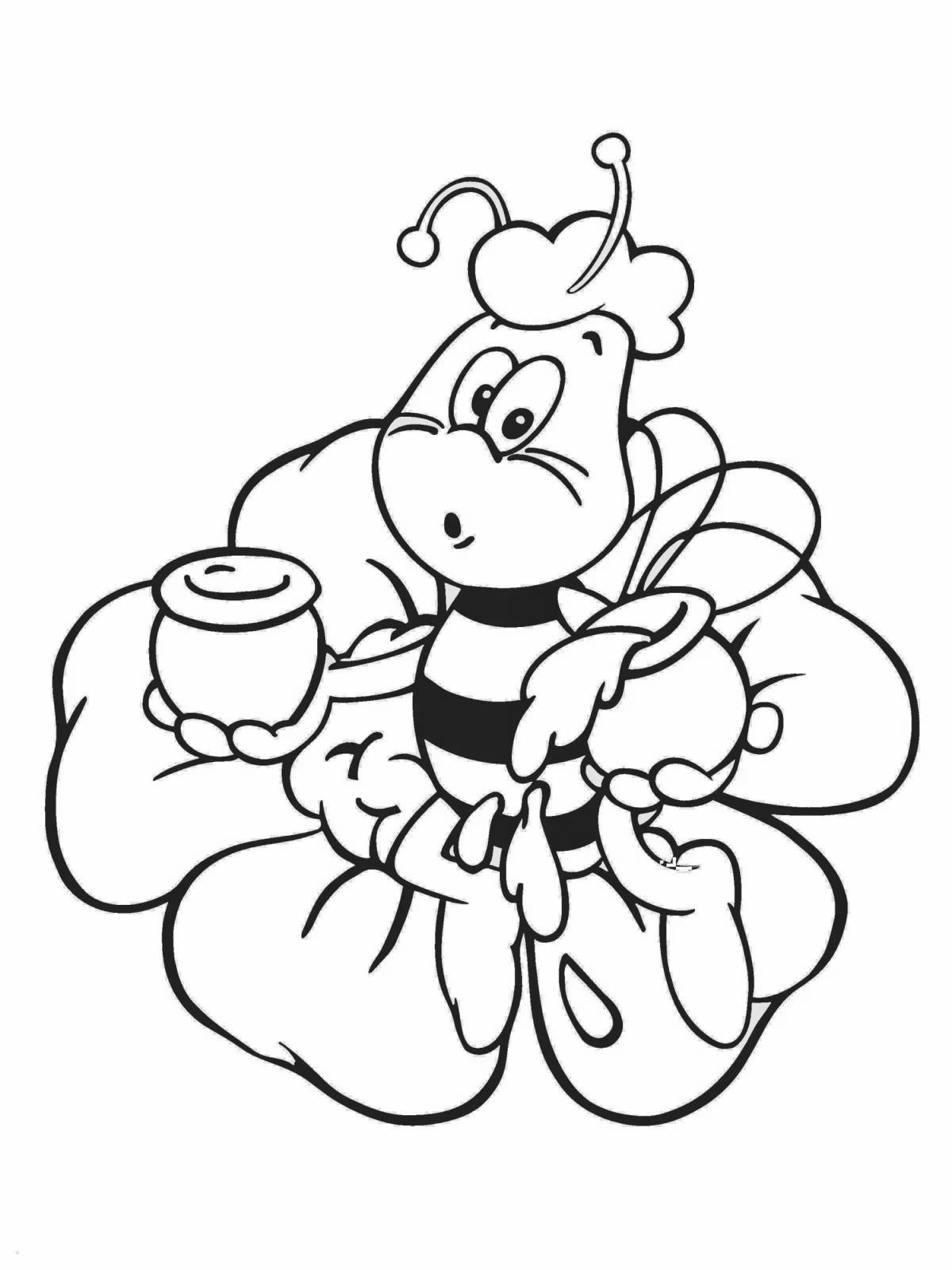 Coloring book cheerful beekeeper