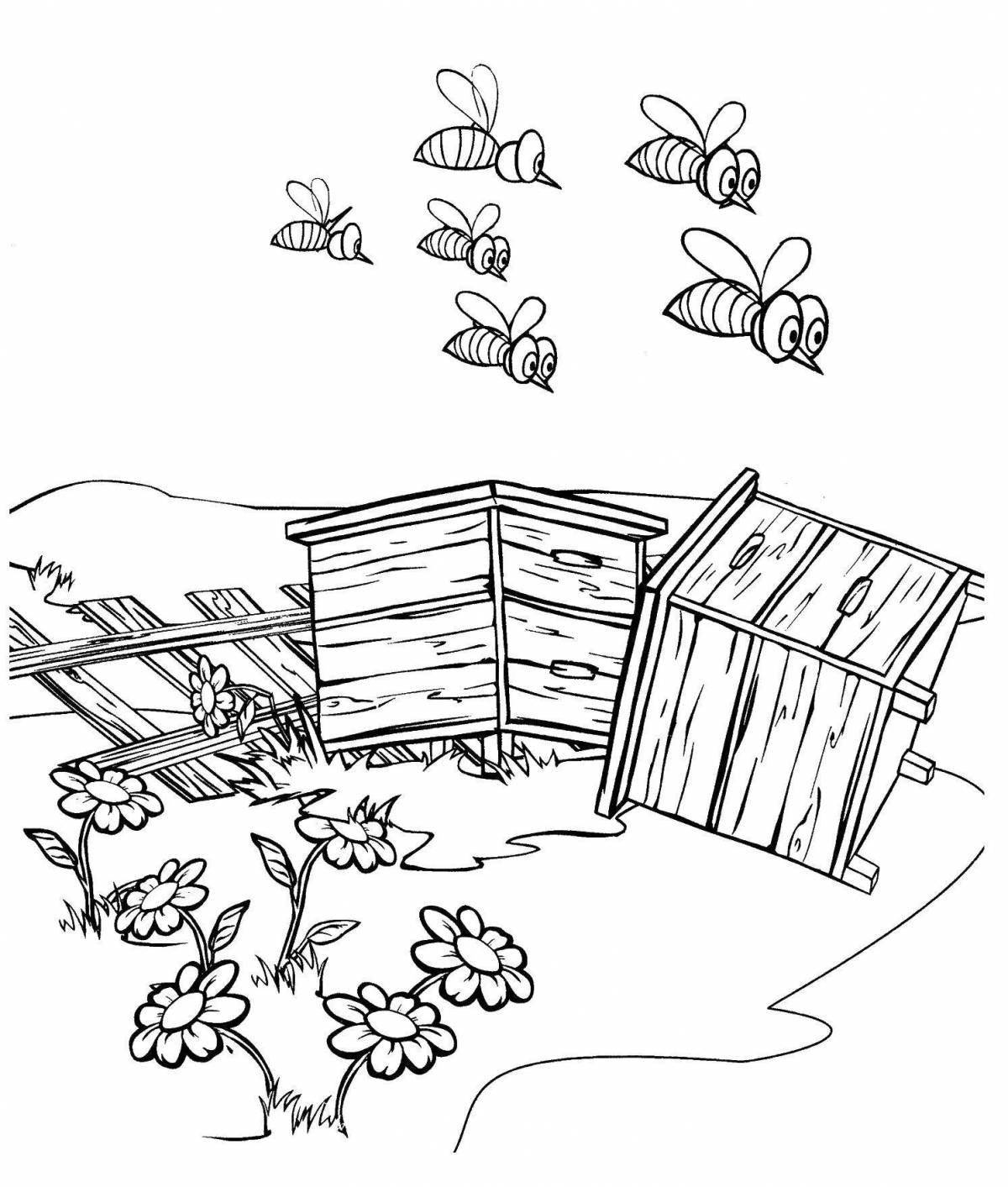 Playful beekeeper coloring page