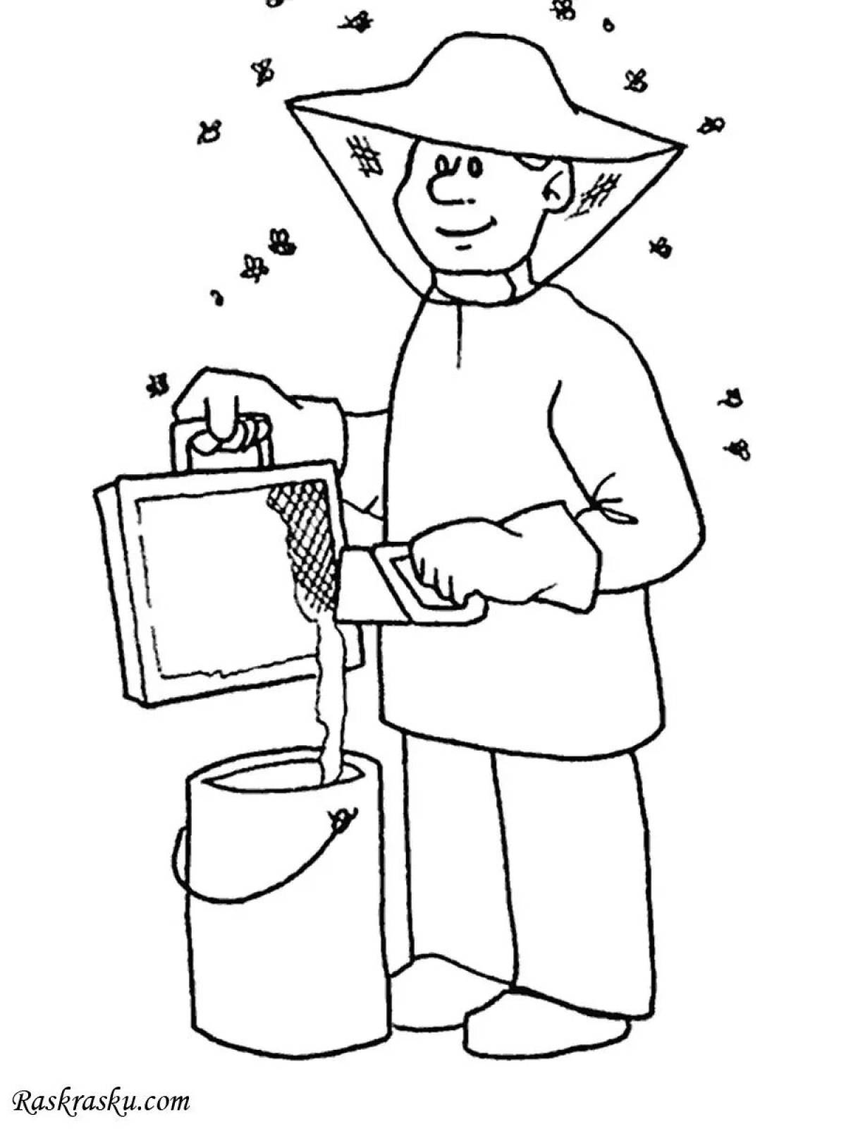 Glitter beekeeper coloring page