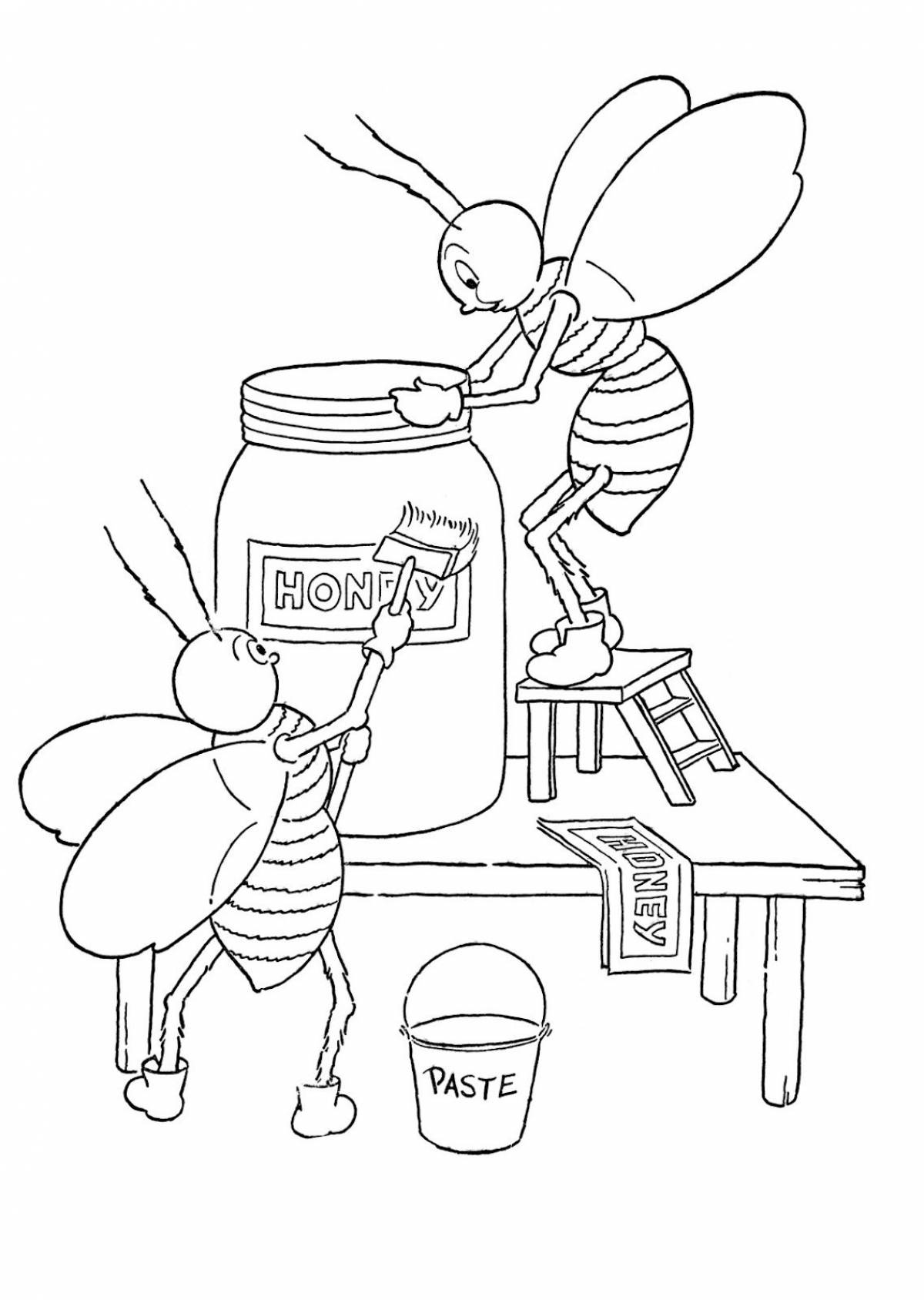 Glowing beekeeper coloring page