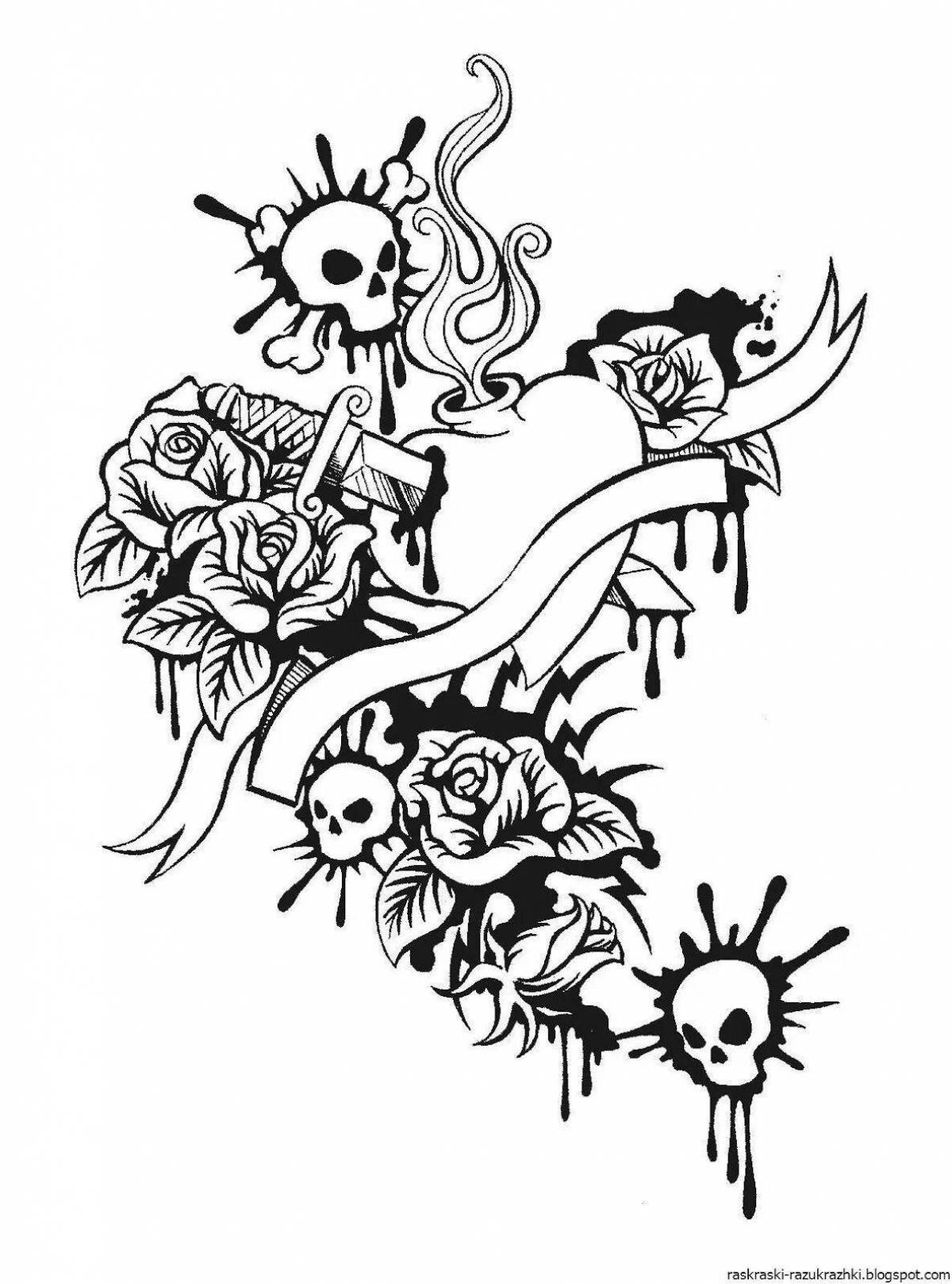 Unique tattoo coloring pages