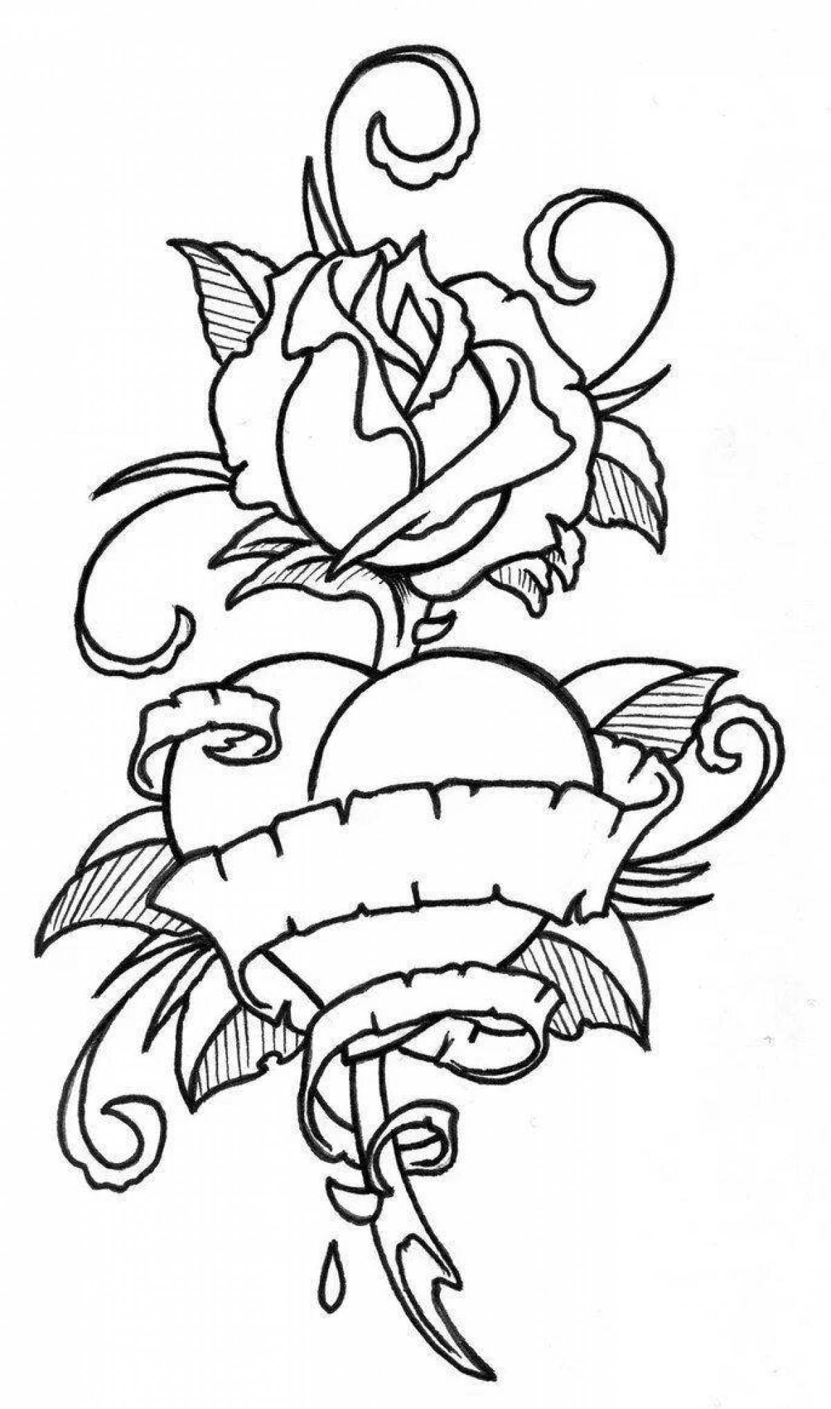 Elegant tattoo coloring pages