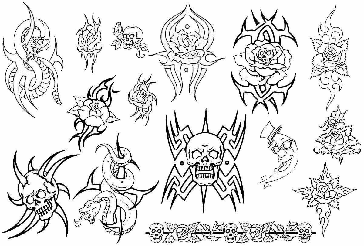 Fine tattoo coloring pages