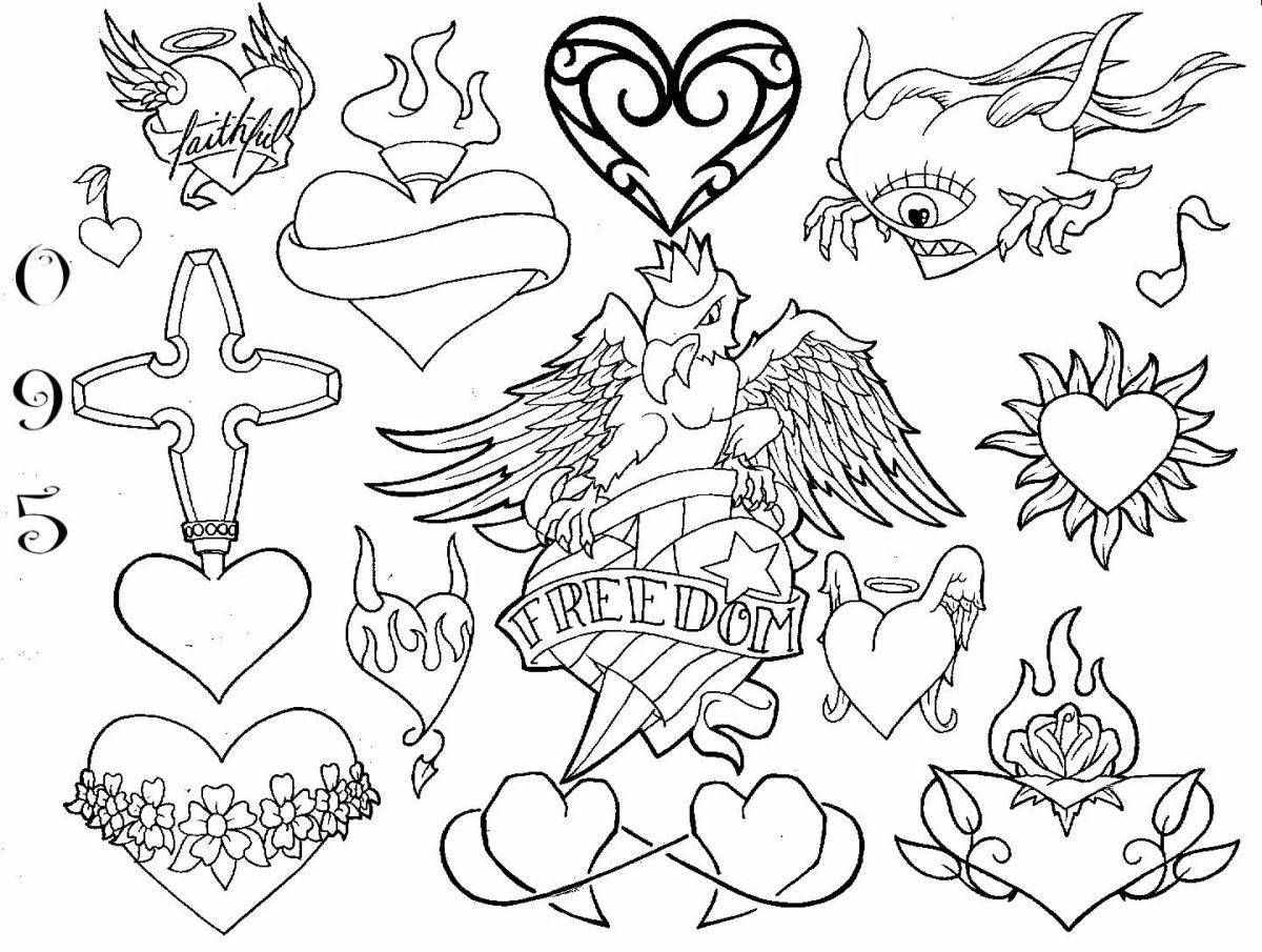Ornate tattoo coloring pages