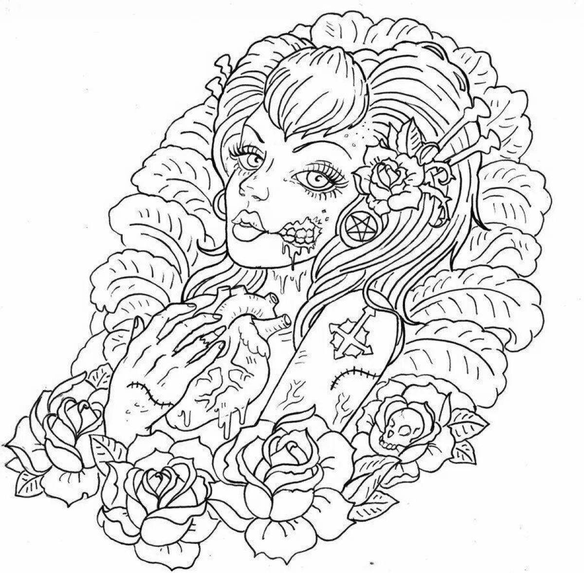 Fabulous tattoo coloring pages