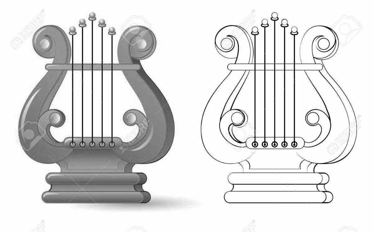 Яркая лира раскраски