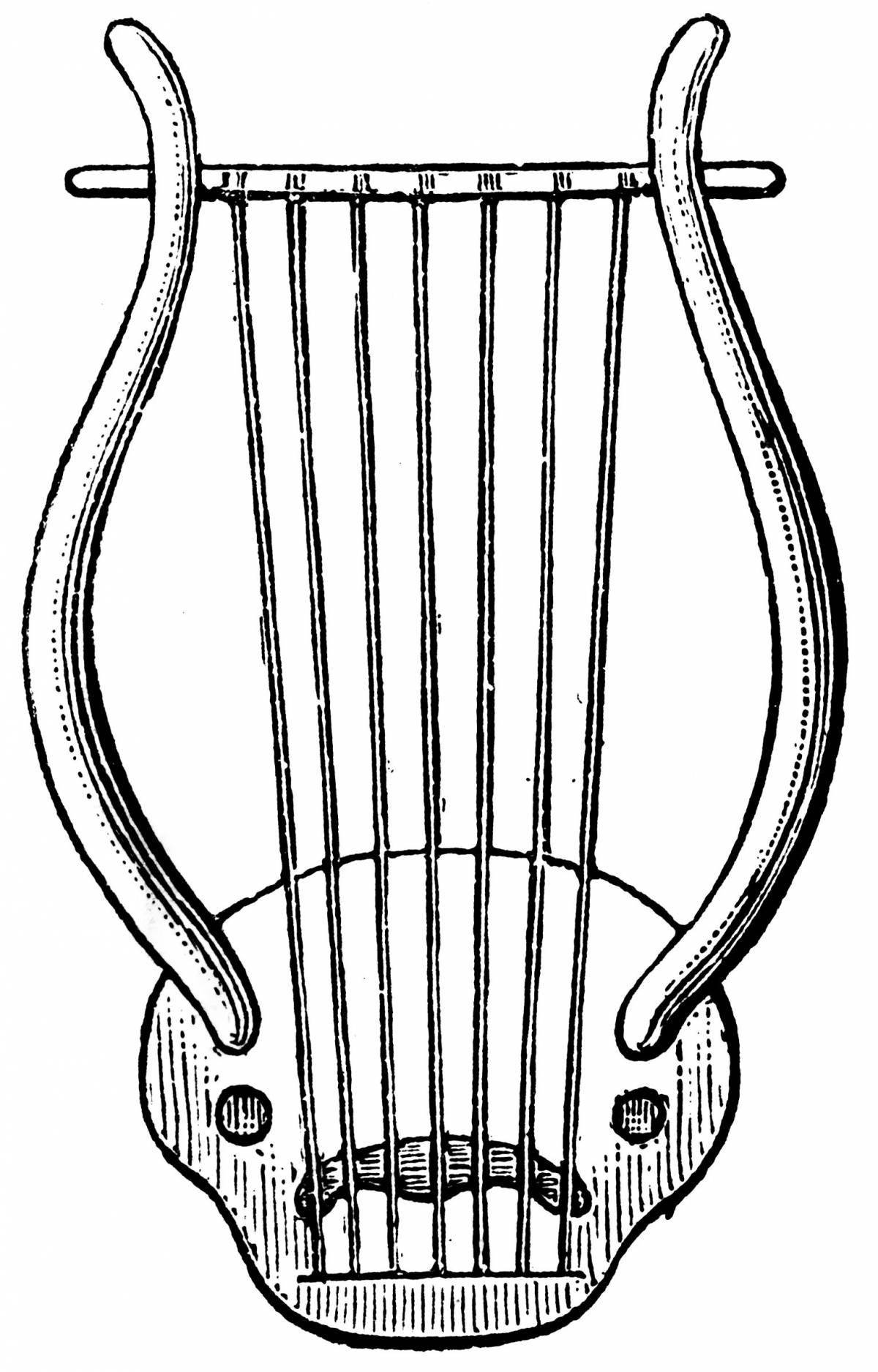 Playful lyre coloring page
