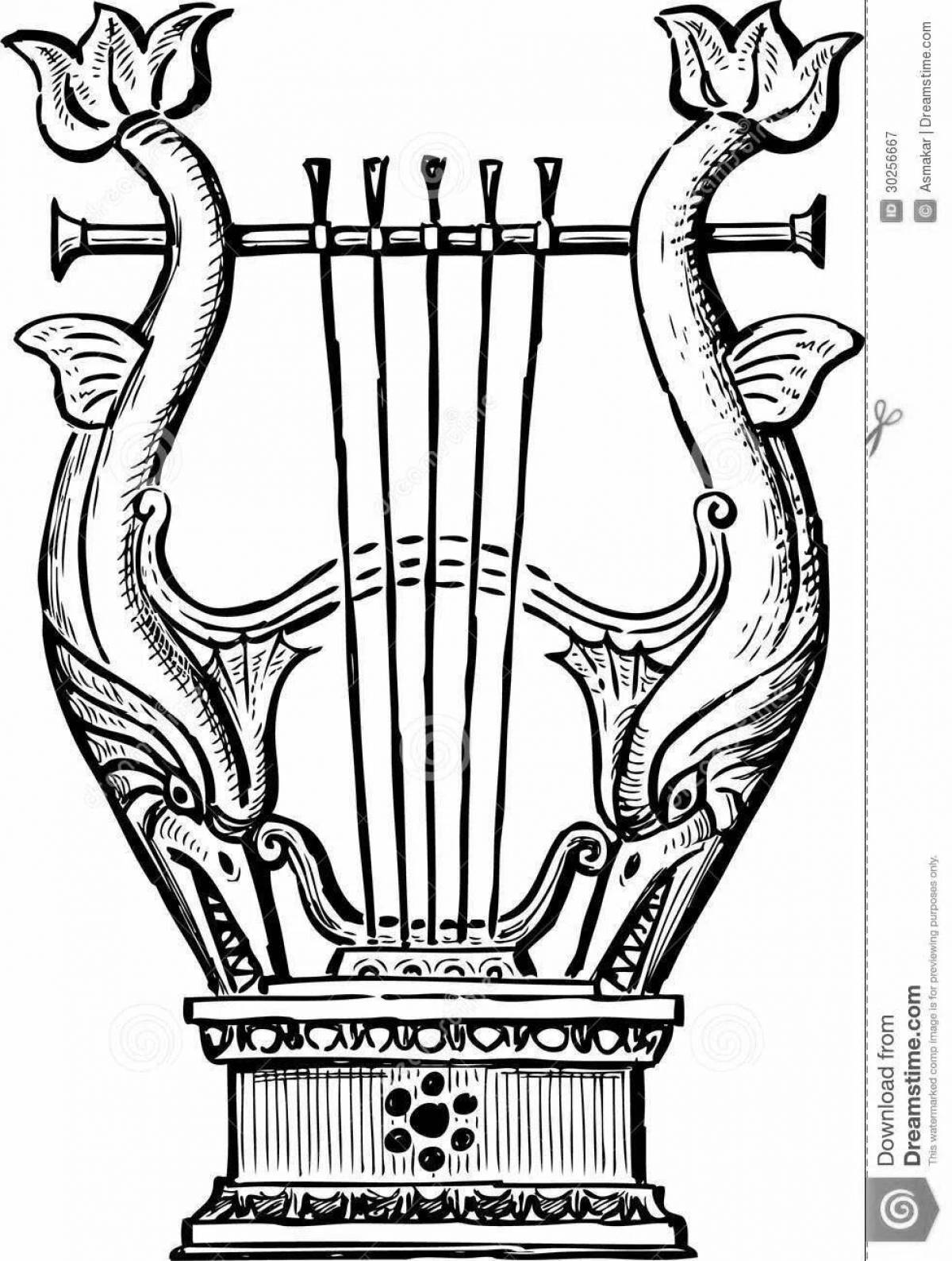 Coloring book shining lyre