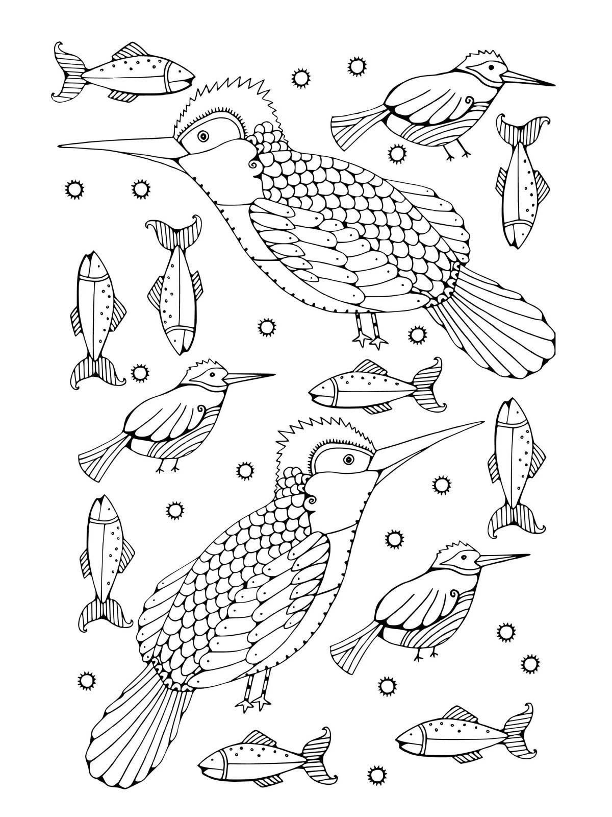 Adorable kingfisher coloring page