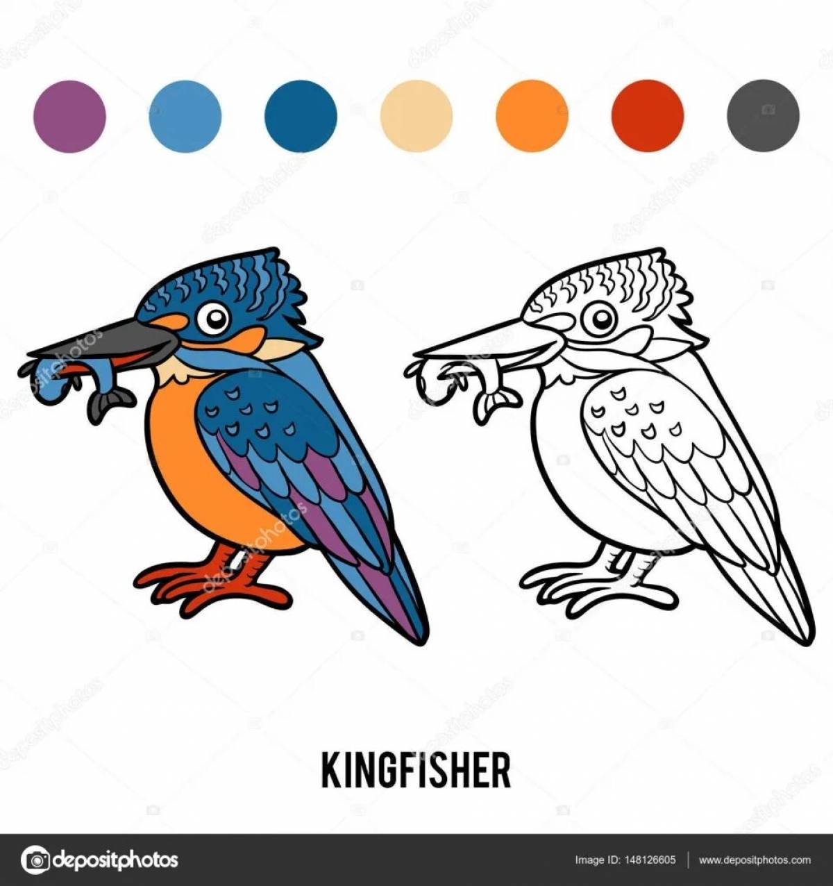 Calm kingfisher coloring page