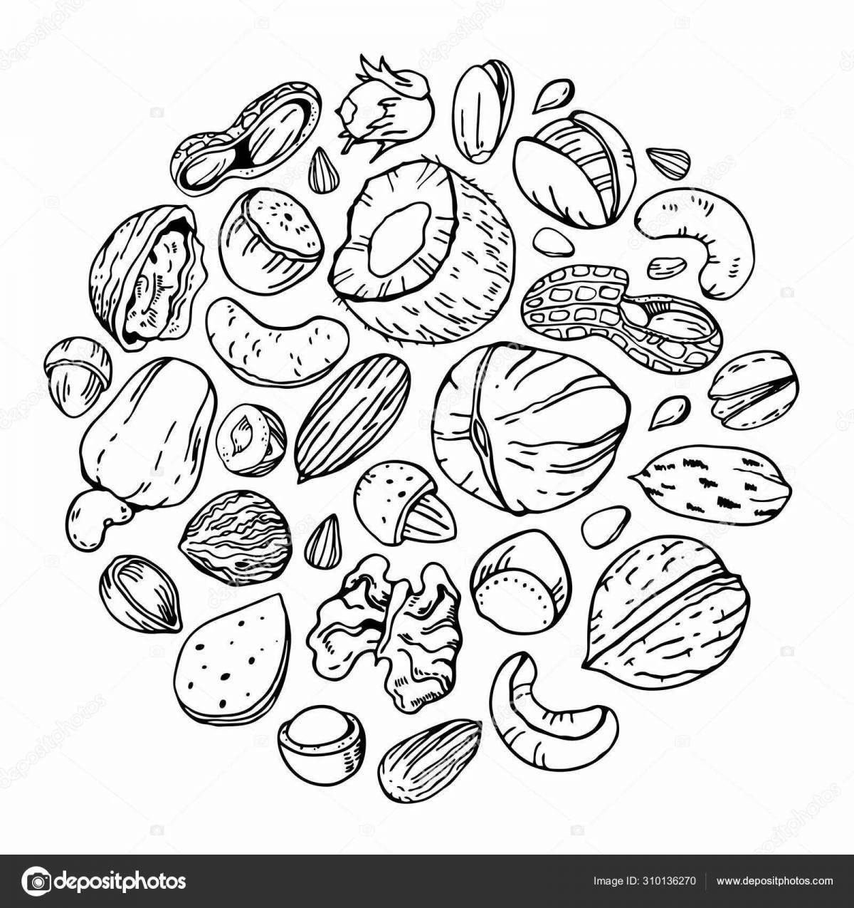 Animated dried fruit coloring page