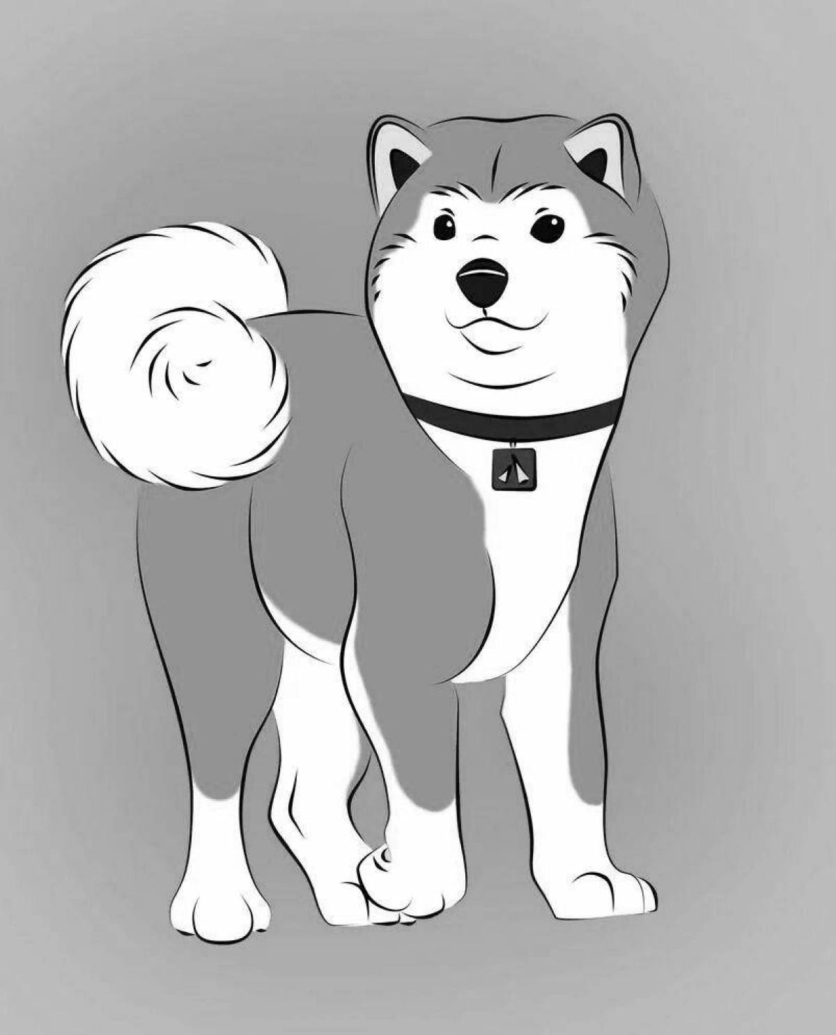 Playful hachiko coloring page