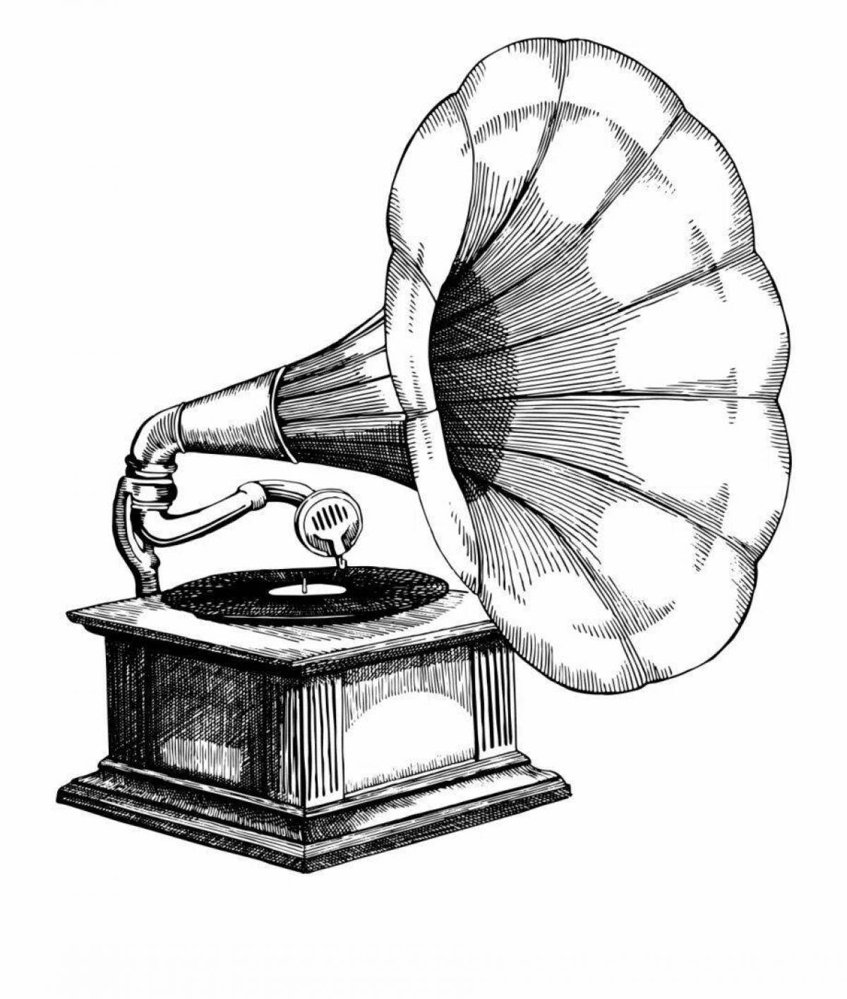 Colorful gramophone coloring page
