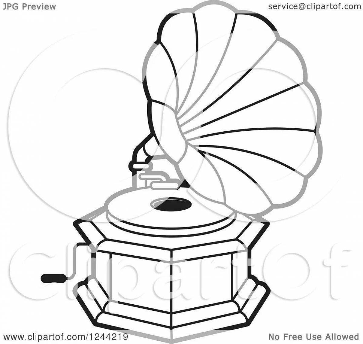 Coloring page cheerful gramophone