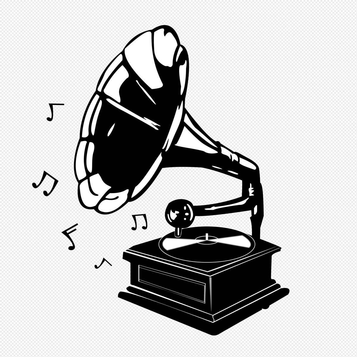 Playful gramophone coloring page
