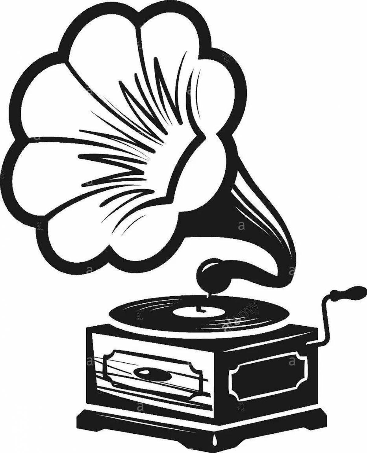 Раскраска сверкающий граммофон