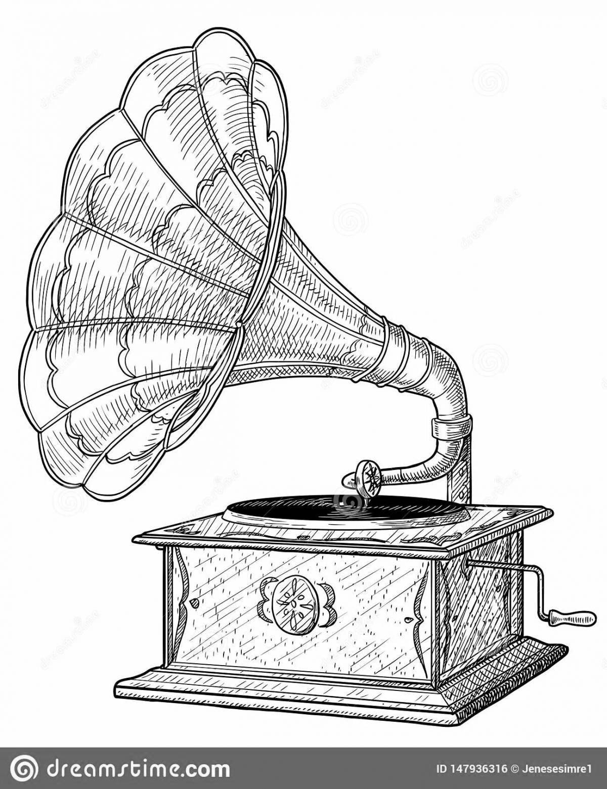 Раскраска «сияющий граммофон»