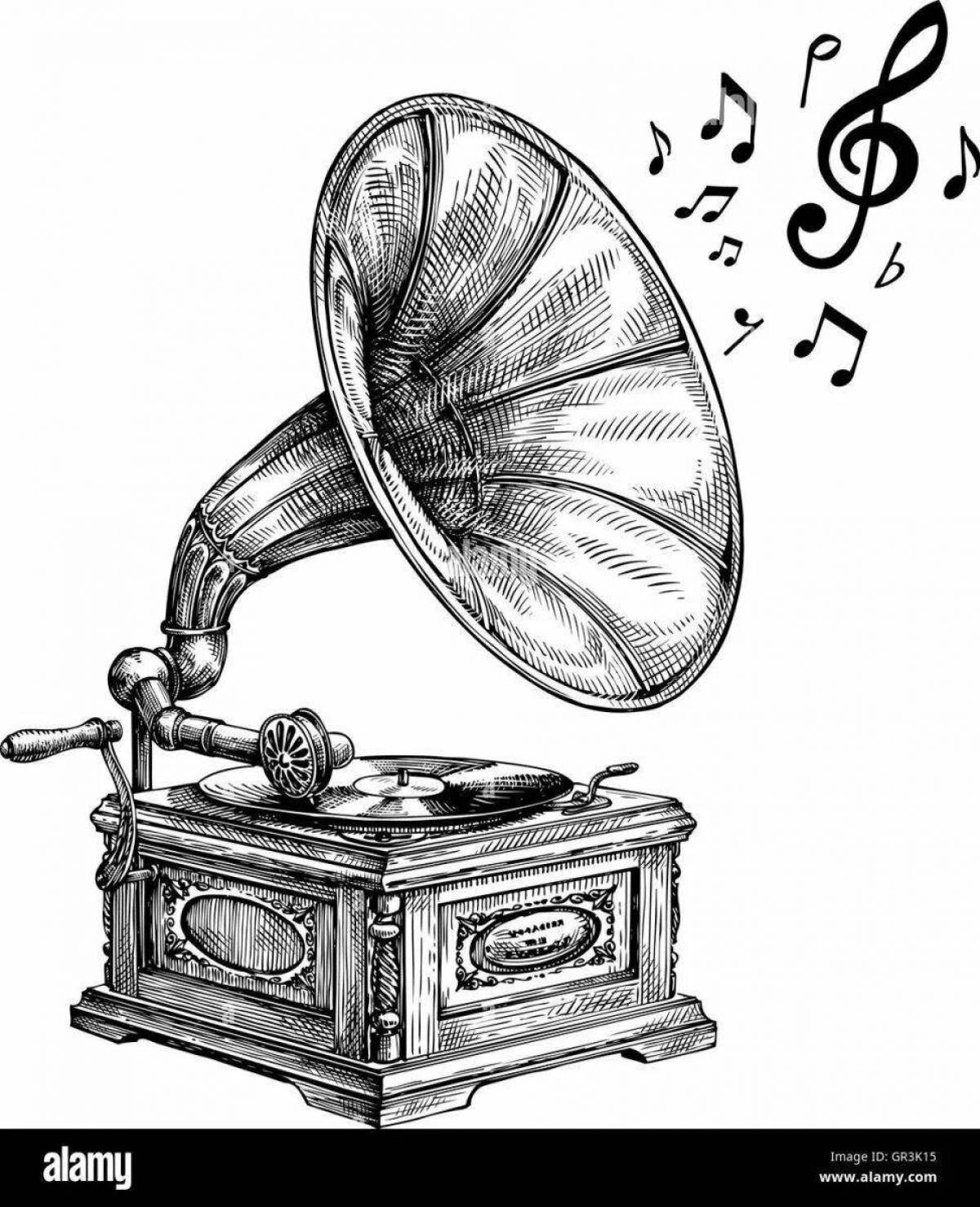 Coloring page cute gramophone