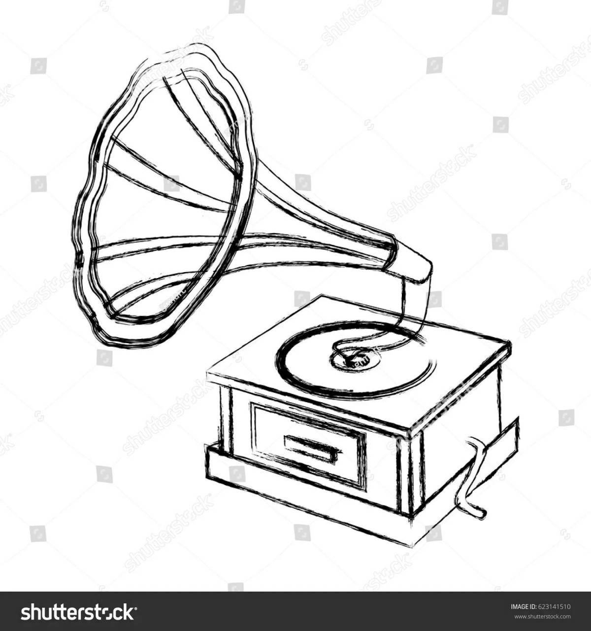 Восхитительный граммофон раскраски