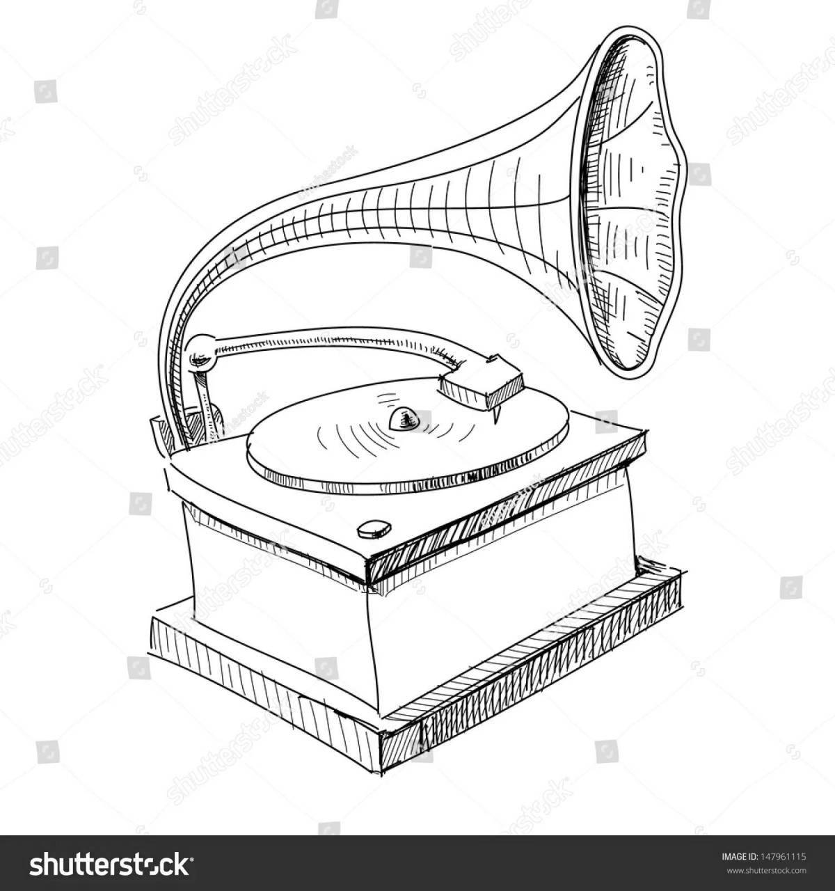 Веселая раскраска граммофон