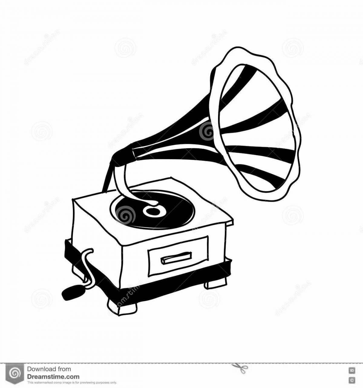 Забавная раскраска граммофон