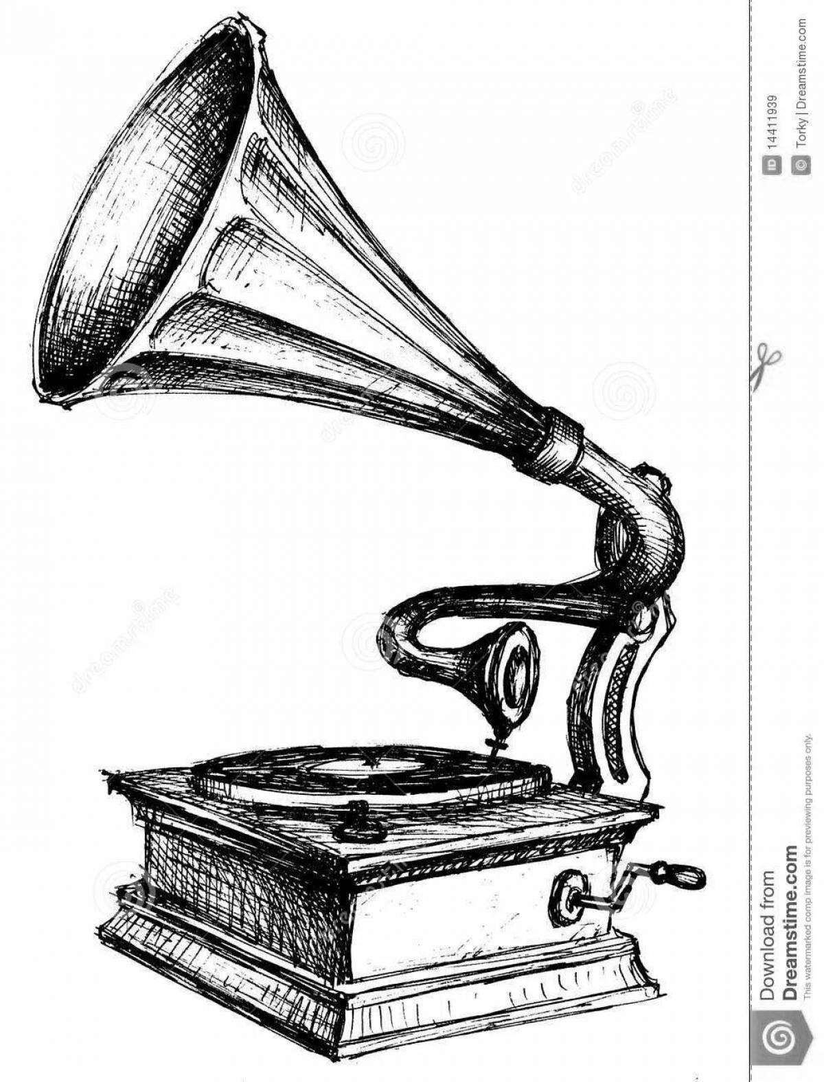 Coloring page fat gramophone
