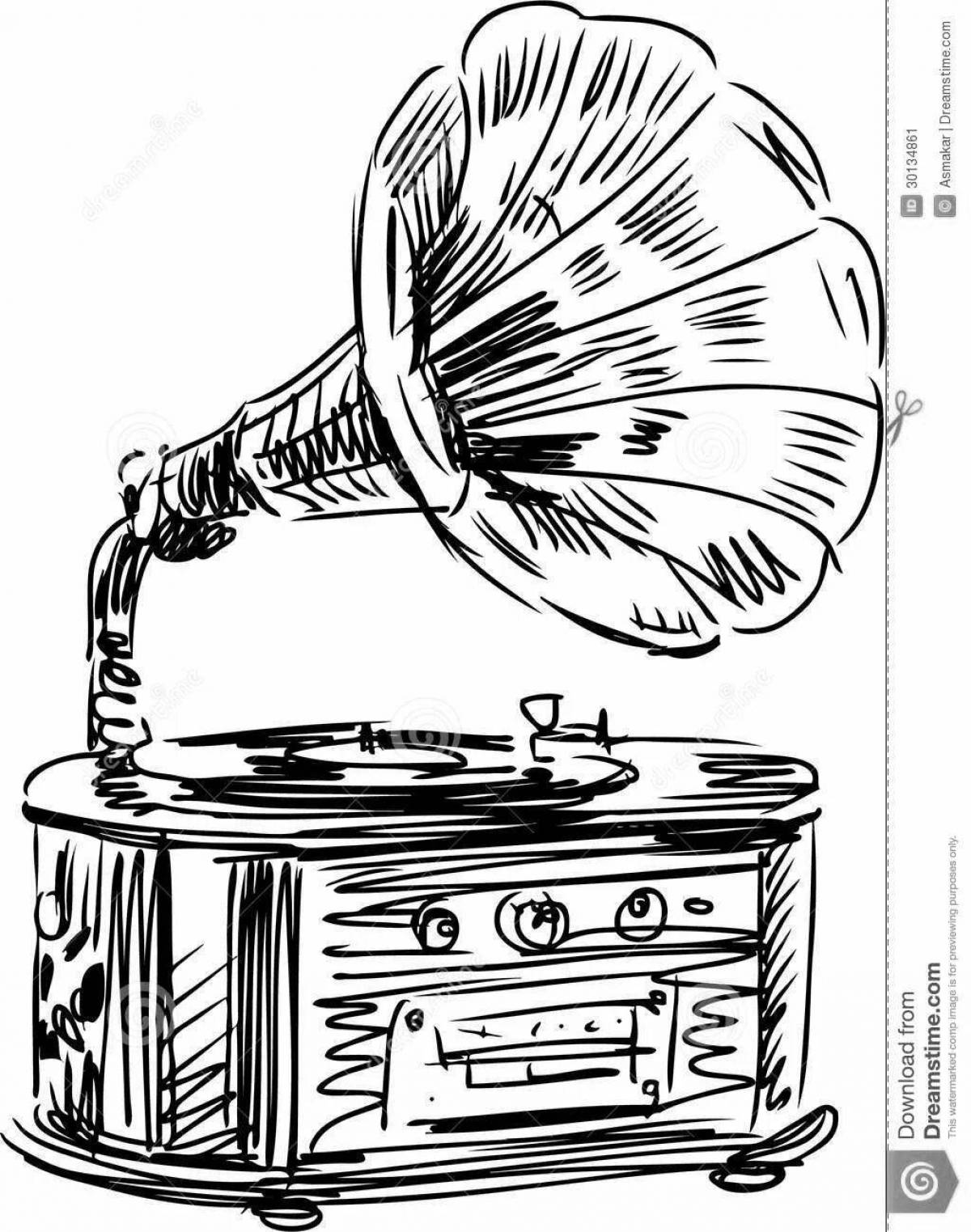 Coloring page dramatic gramophone