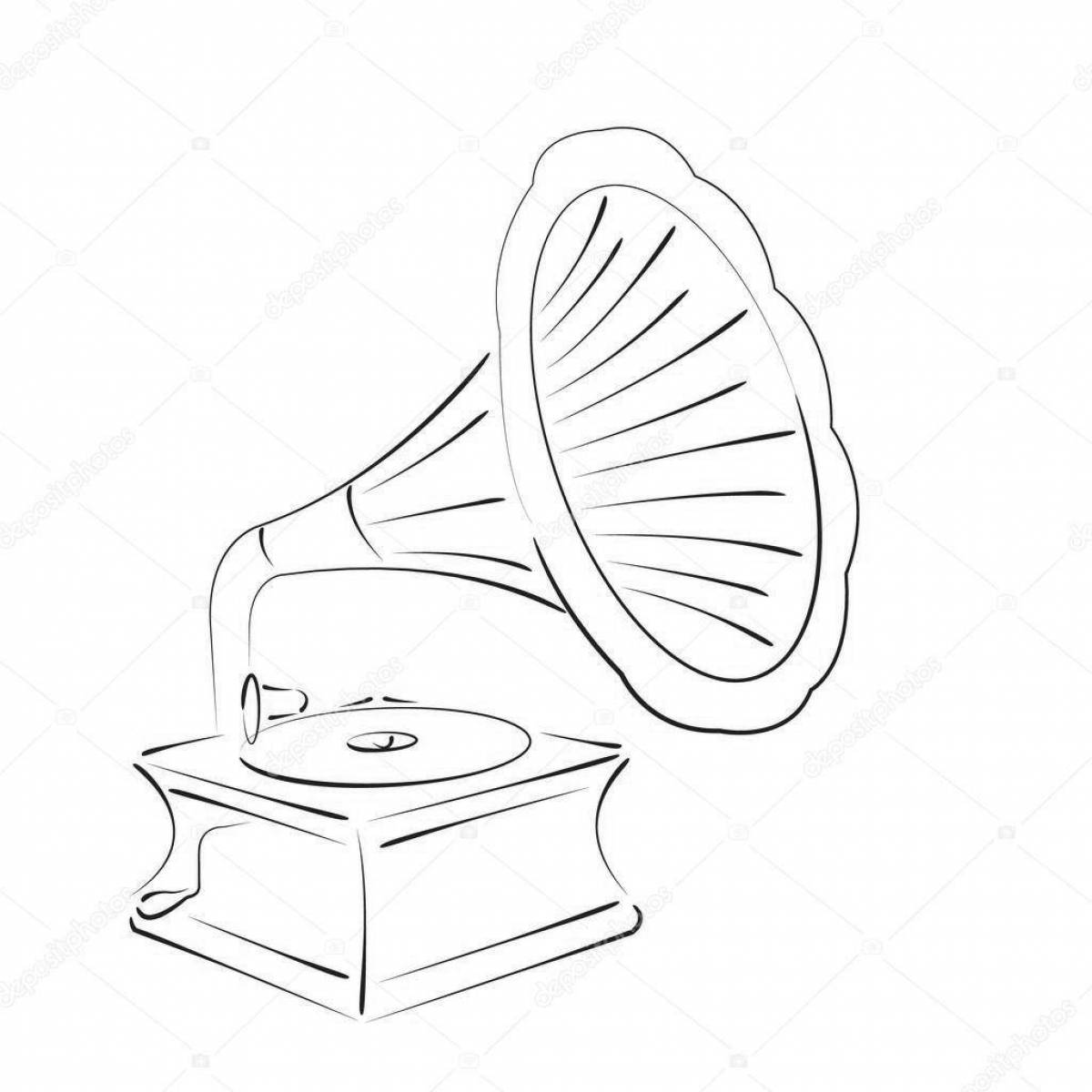 Vibrant gramophone coloring page