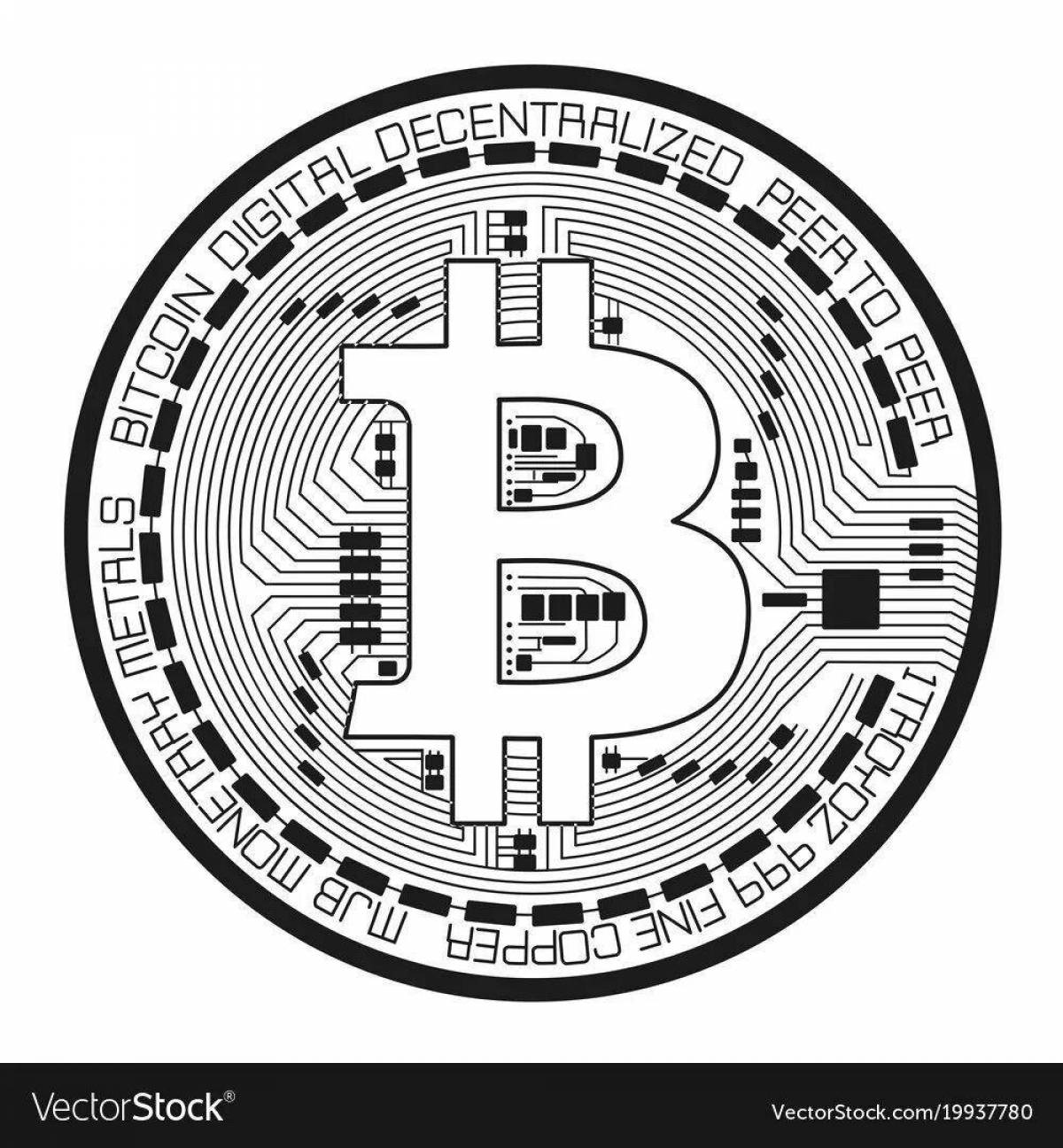 Colorful bitcoin coloring page