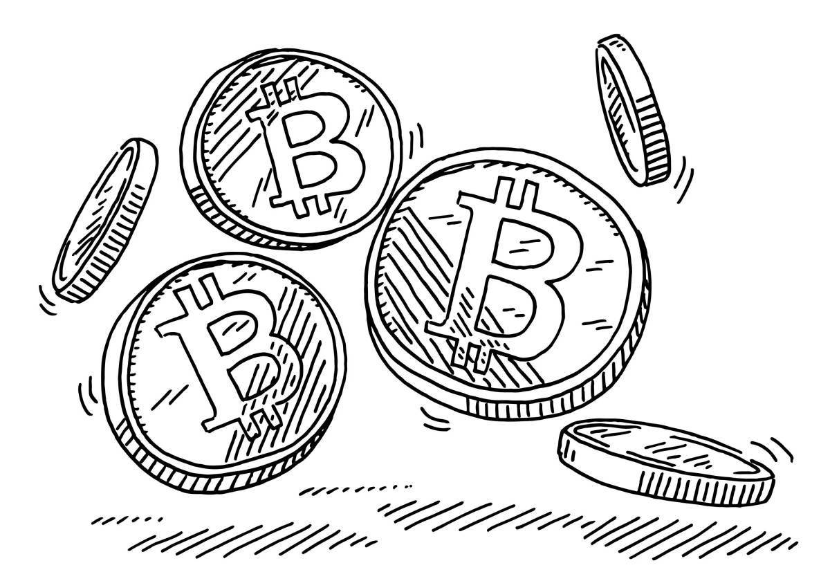 Joyful bitcoin coloring page