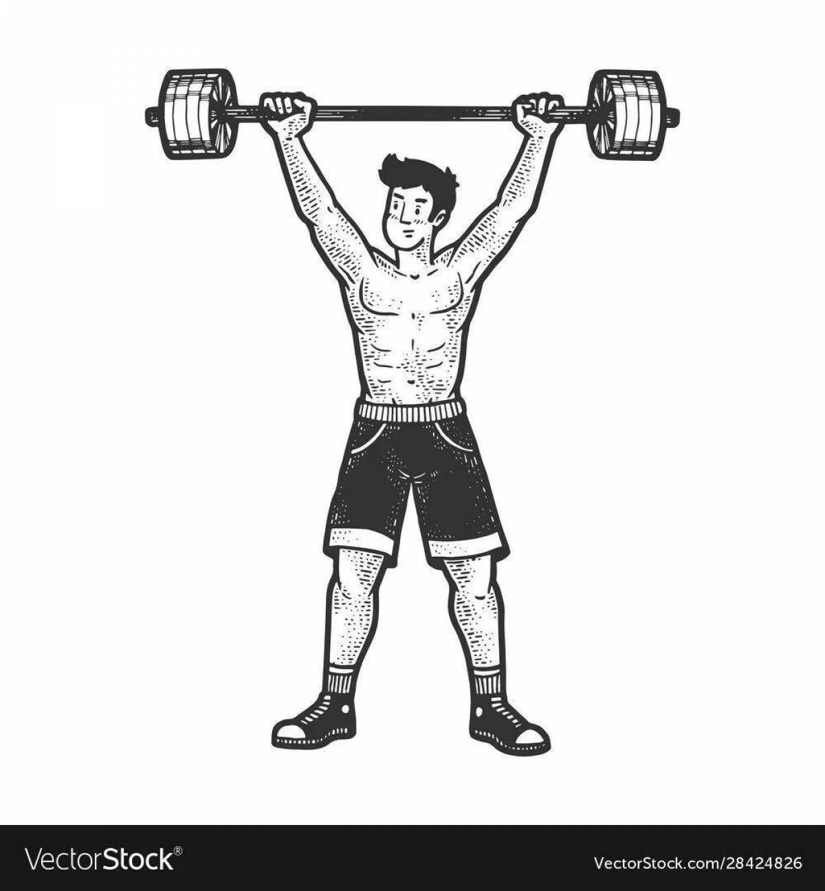 Weightlifter's bright coloring page