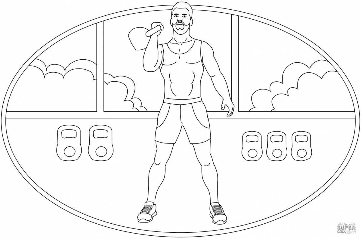 Exciting weightlifter coloring page