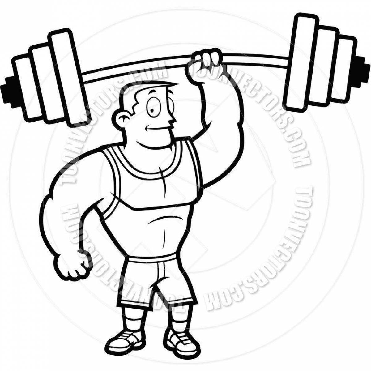 Coloring book determined weightlifter