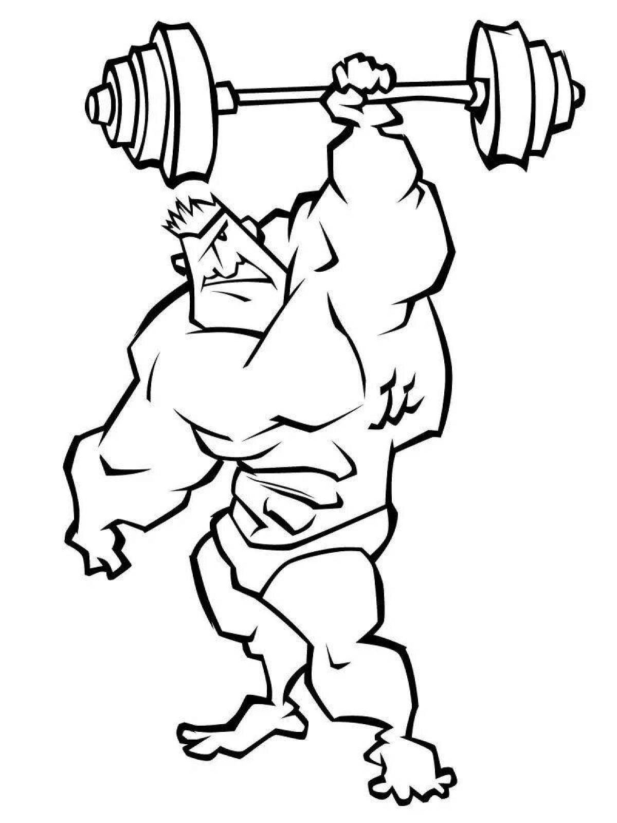 Coloring book brave weightlifter