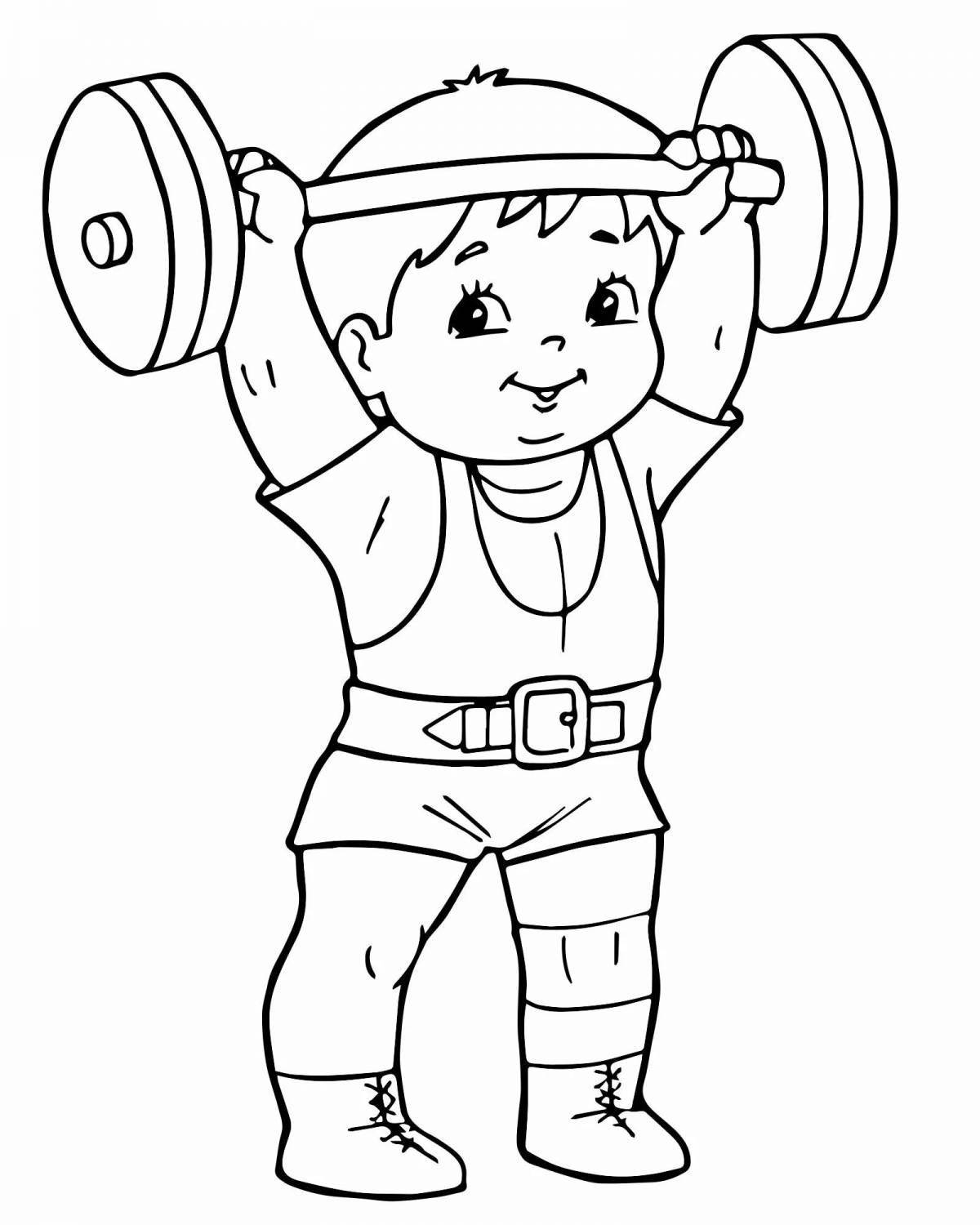 Coloring page muscular weightlifter