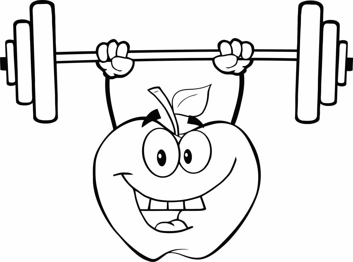 Coloring page energetic weightlifter