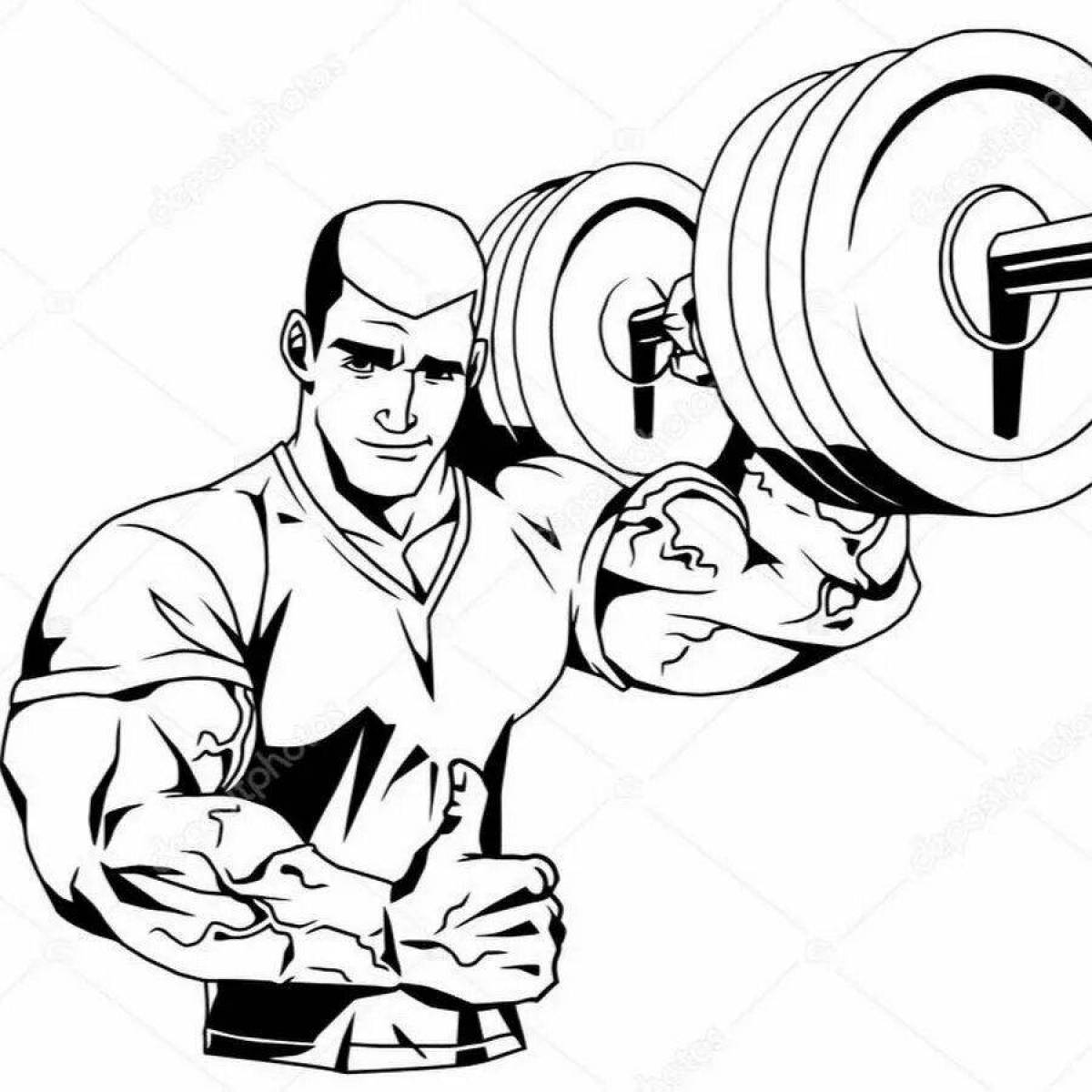 Coloring book stubborn weightlifter
