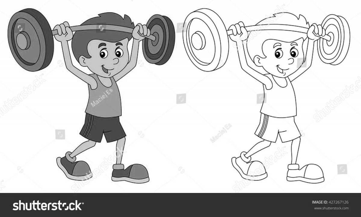 Resilient weightlifter coloring page