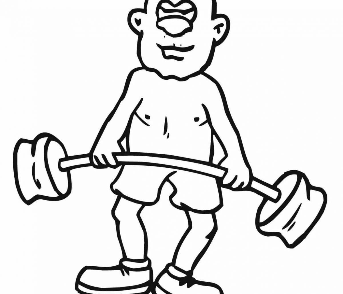 Coloring book amazing weightlifter