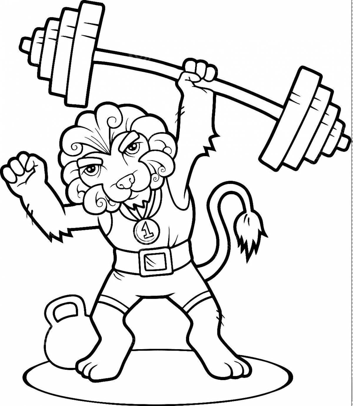 Coloring book superb weightlifter