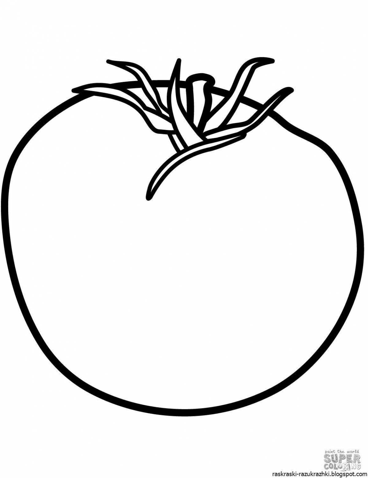 Playful tomato coloring page