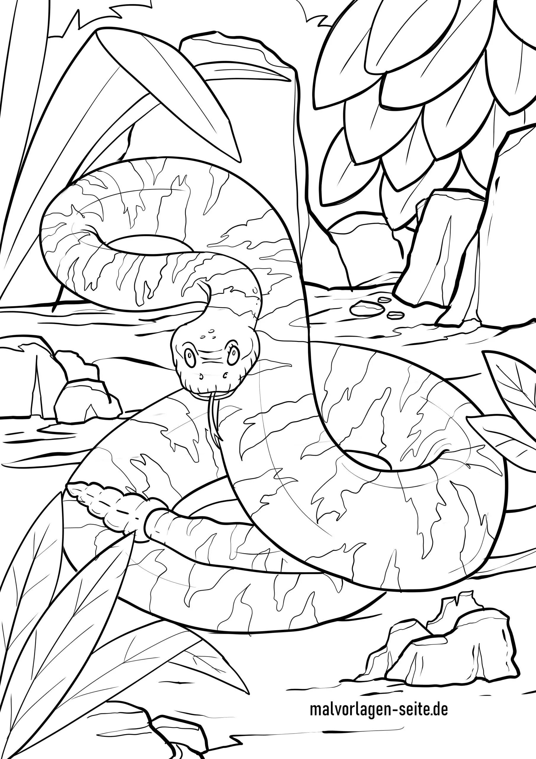 Kaa cute coloring page