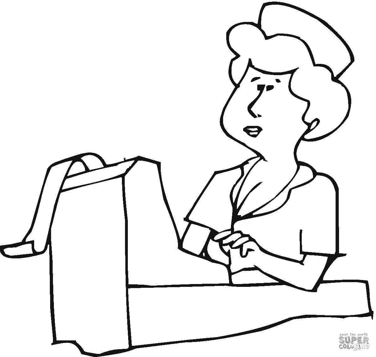 Coloring book playful saleswoman