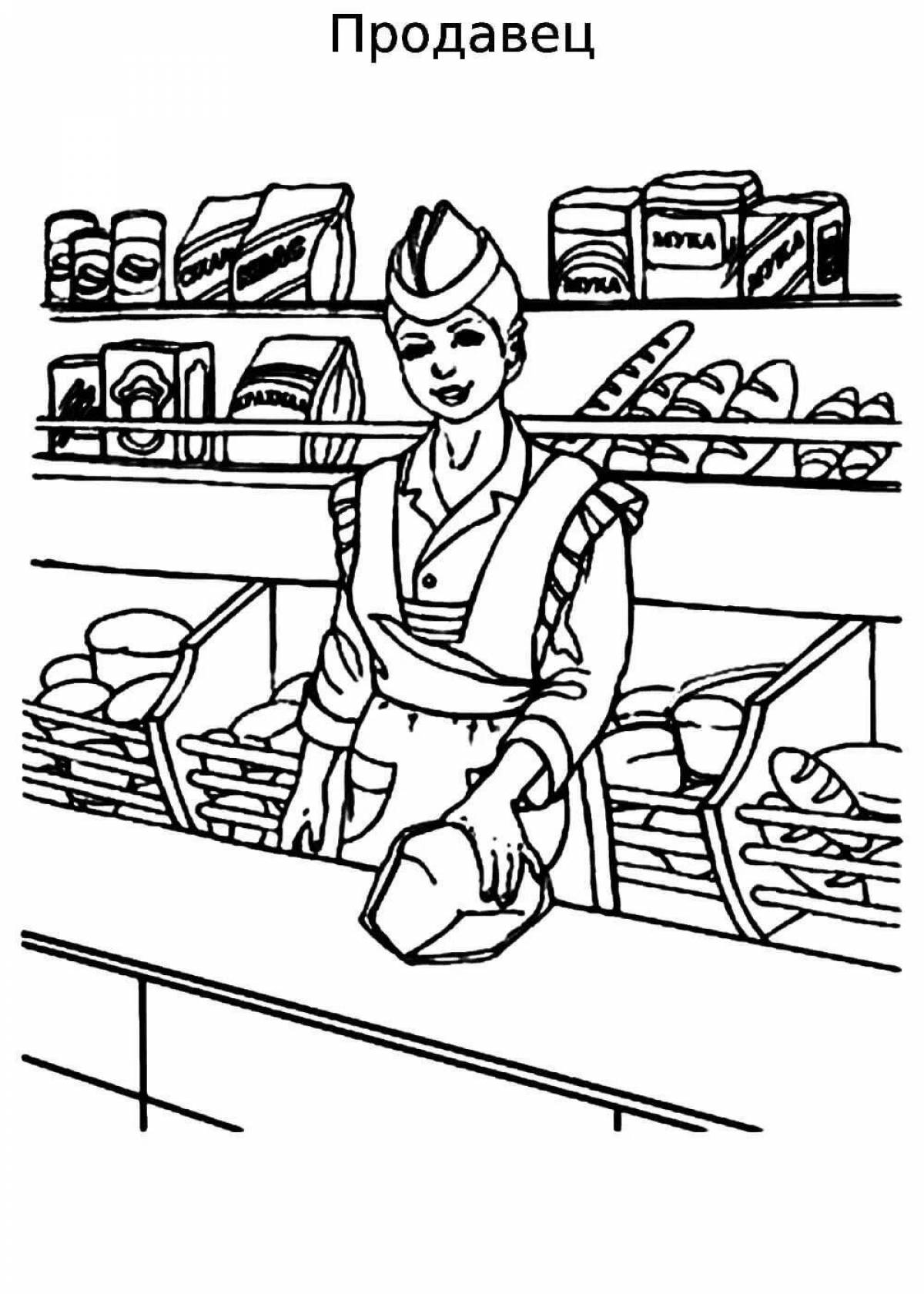 Coloring book confident saleswoman