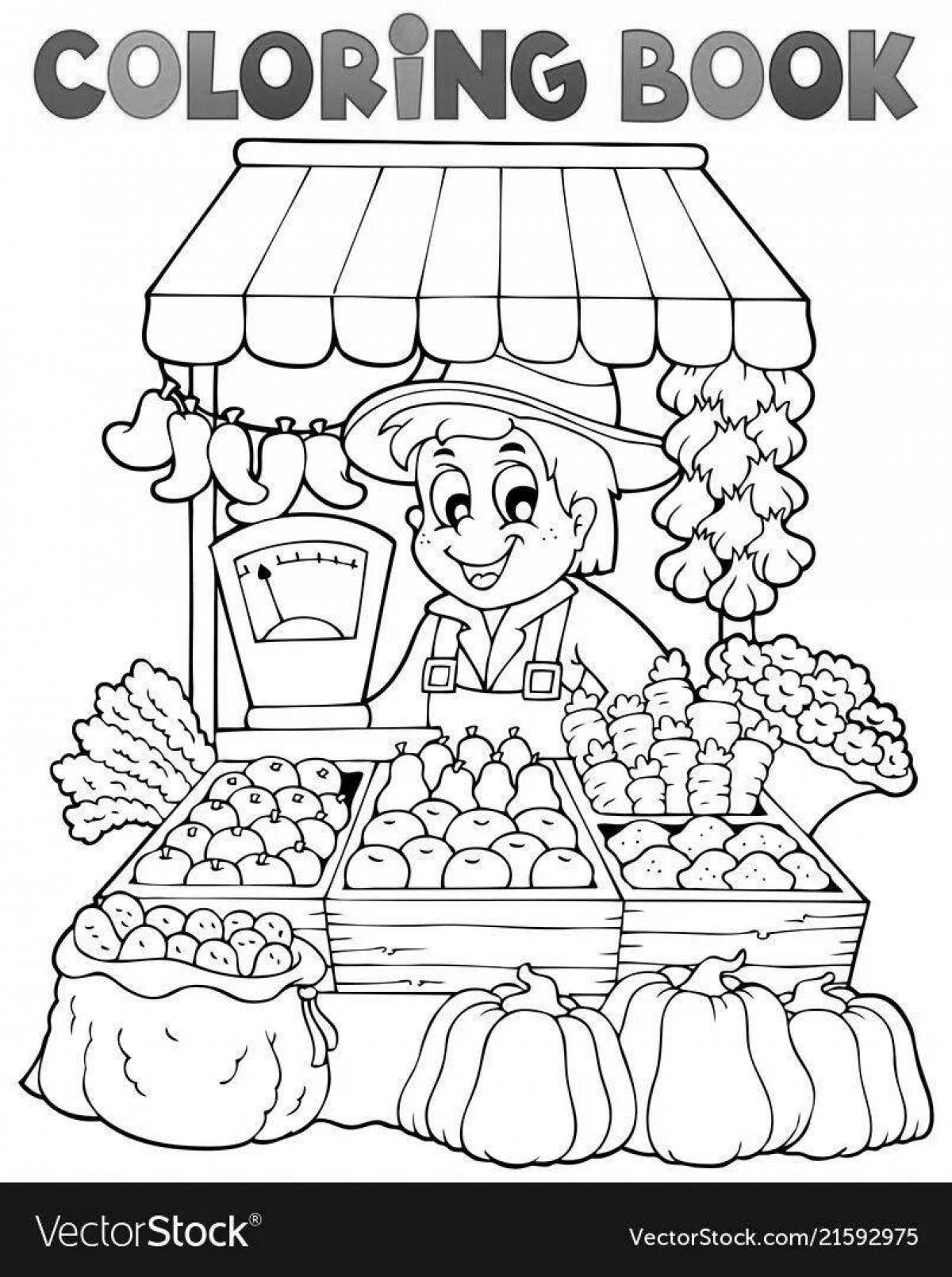 Colouring relaxed saleswoman